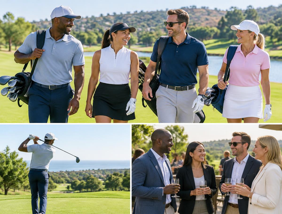 Group of adults enjoying outdoor activities and networking
